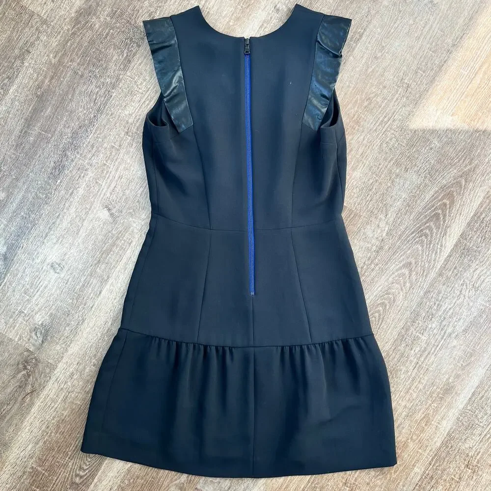 Sandro Black Ruffle Sleeveless Mini Dress Date Night Business - Picture 7 of 8